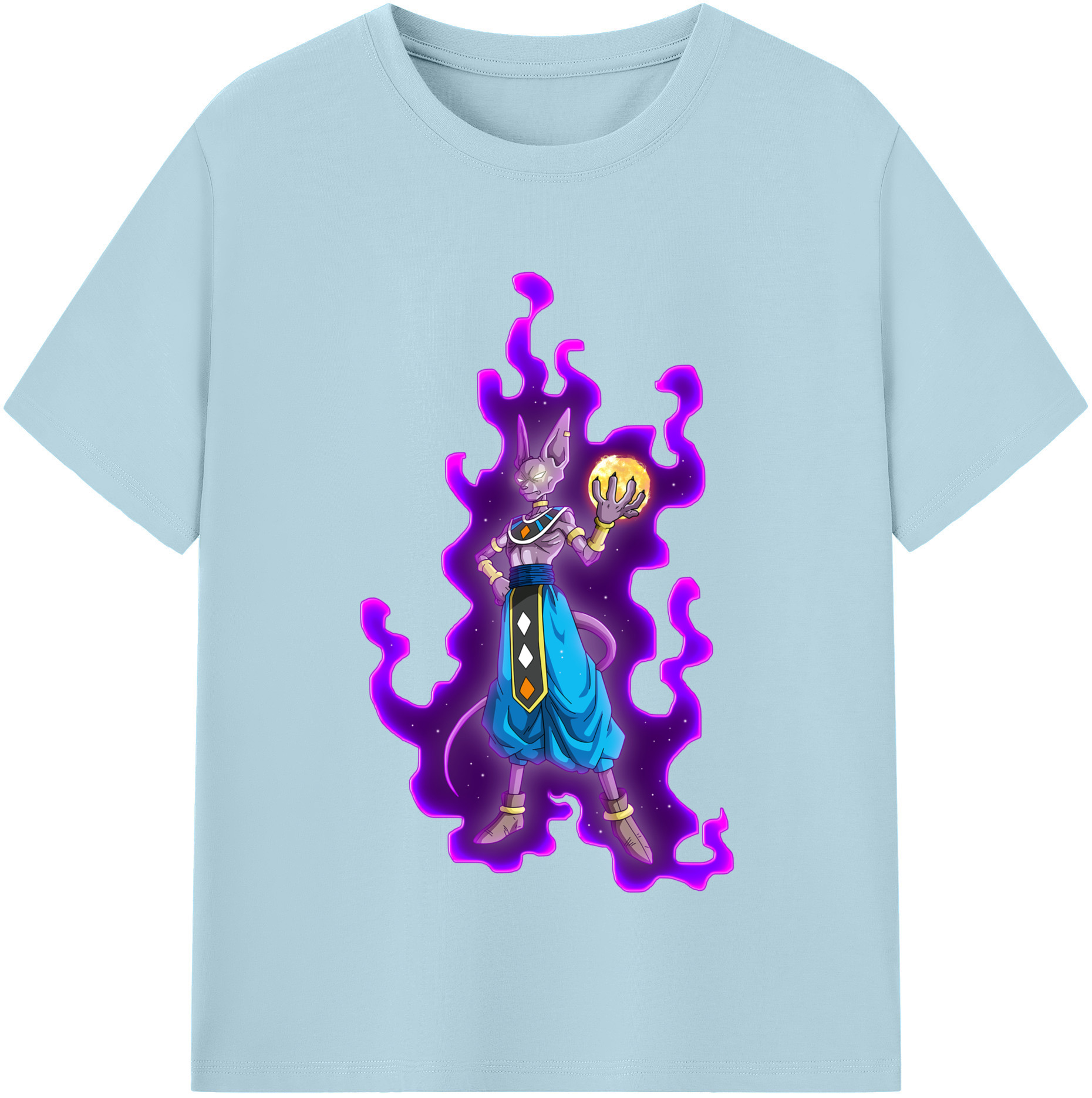 （画像用） ドラゴンボール ビルス 破壊神ビルス DRAGON BALL Beerus Birusu 綿100％半袖Tシャツ（フロントプリント）